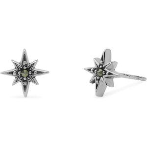 Sterling Silver Marcasite North Star Stud Earrings Womens Jewelry Gift
